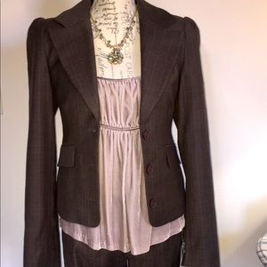 Juicy couture brown chalk stripe jacket